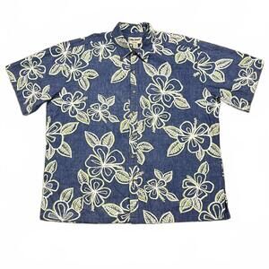 Cooke Street Honolulu Mens Blue Hawaiian Floral Shirt Size 2XL